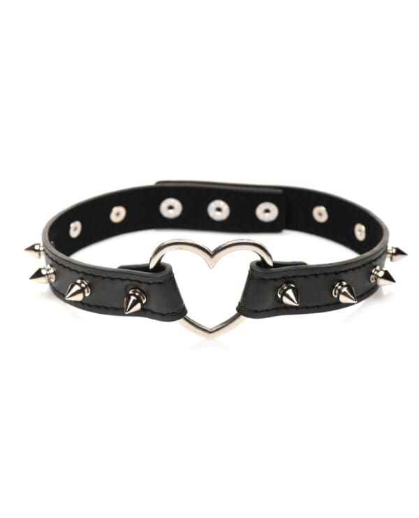 Master Series Spiked Heart Choker - Black A - Image 2