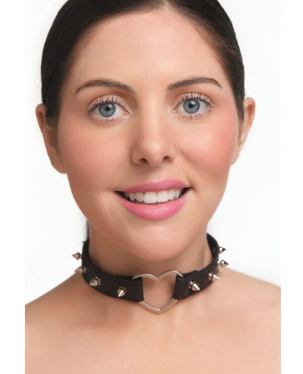 Master Series Spiked Heart Choker - Black A - Image 5