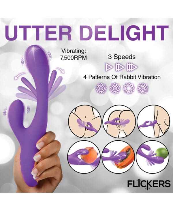 Inmi Tri-Flick Flicking Rabbit Vibrator - Purple - Image 5