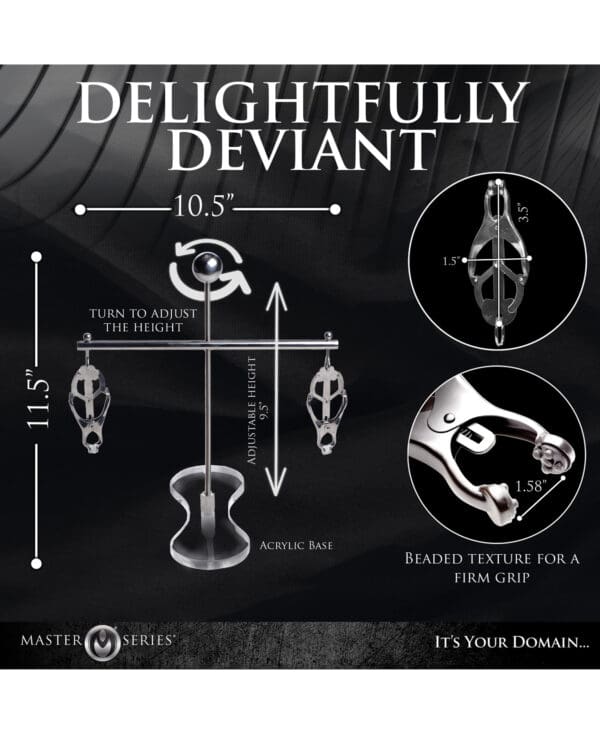 Master Series Tower of Pain Nipple Clamps - Silver - Image 4