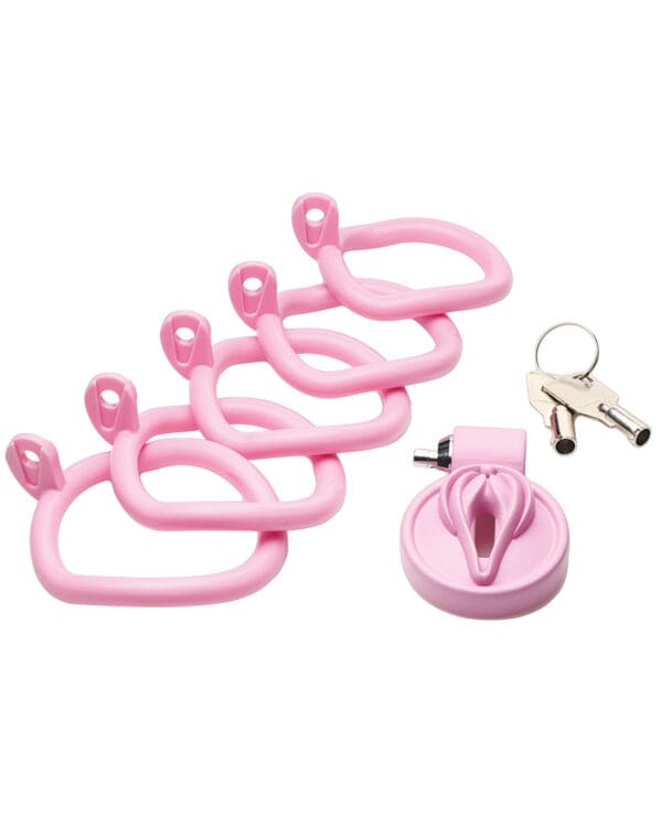 Master Series Pussification Vulva Locking Chastity Cage - Pink - Image 4