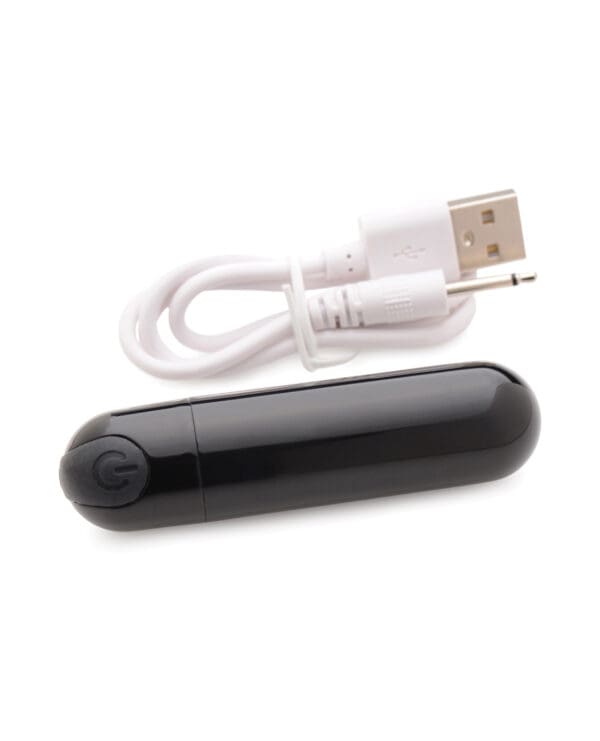 Bang! 10X Rechargeable Vibrating Metallic Bullet - Black - Image 4