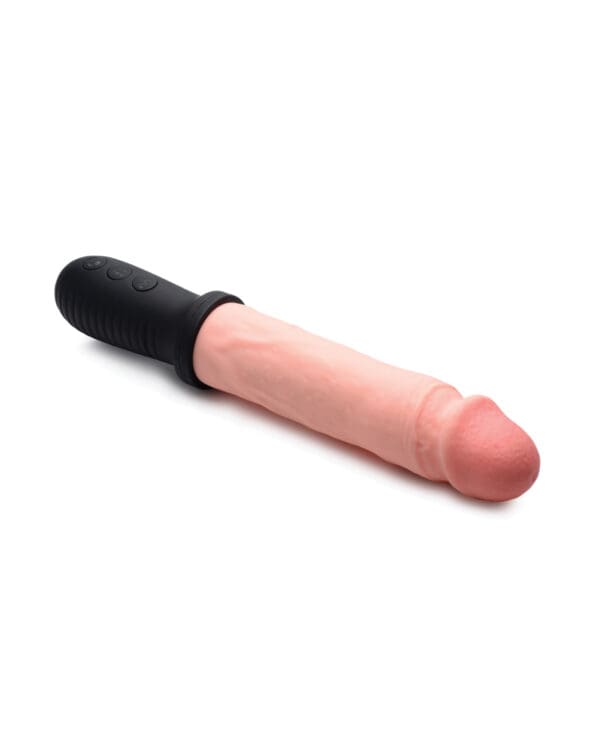 Master Series 8X Auto Pounder Vibrating & Thrusting Dildo w/Handle - Flesh - Image 3