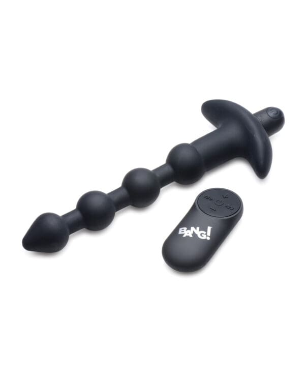 Bang! 28X Vibrating Silicone Anal Beads w/Remote Control - Black - Image 2
