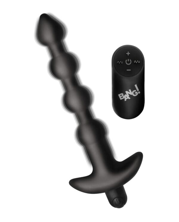 Bang! 28X Vibrating Silicone Anal Beads w/Remote Control - Black - Image 3