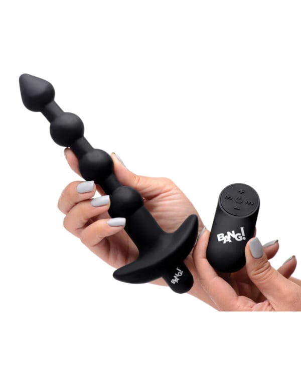 Bang! 28X Vibrating Silicone Anal Beads w/Remote Control - Black - Image 5