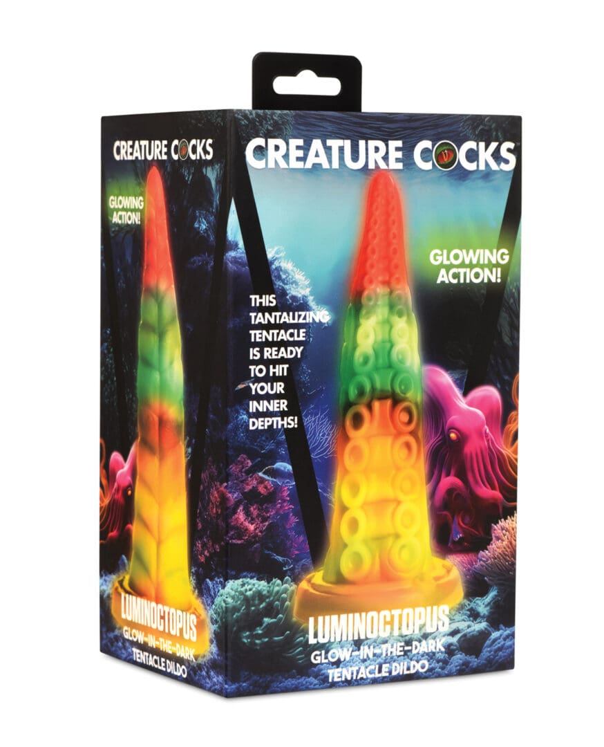 Creature Cocks Luminoctopus Glow-in-the-Dark Tentacle Dildo - Rainbow