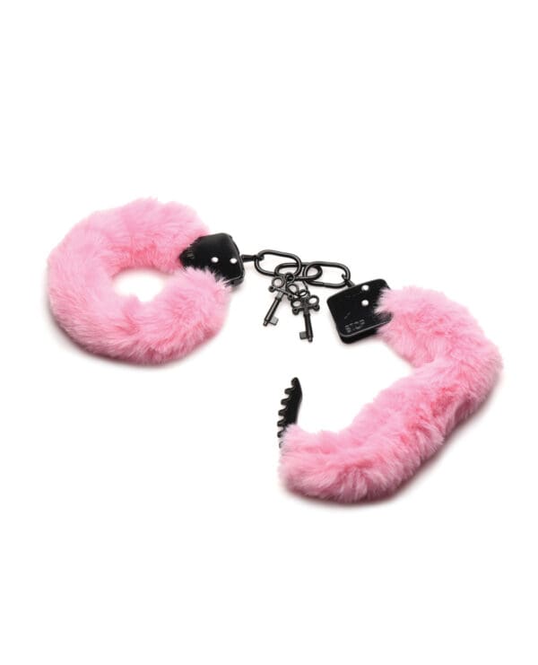 Master Series Cuffed in Furry Handcuffs - Pink - Image 3