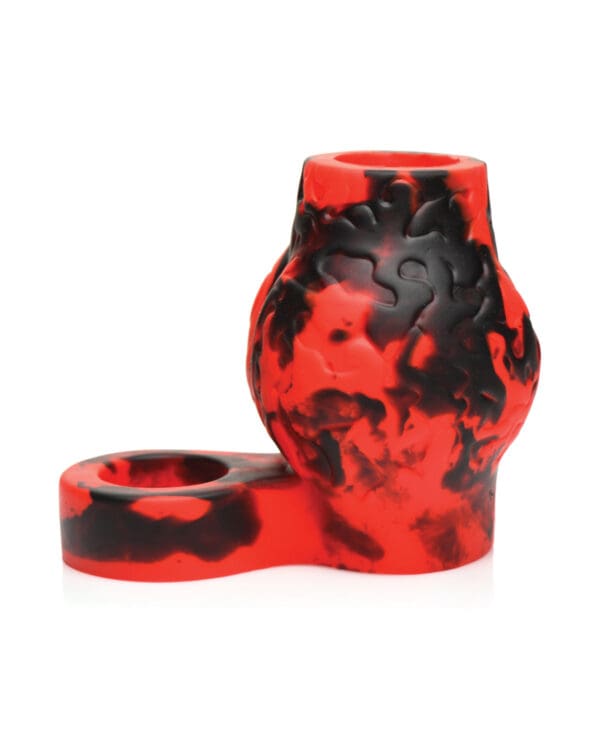 Creature Cocks Hell Bound Penis Sleeve & Ball Stretcher - Large, Red/Black - Image 2