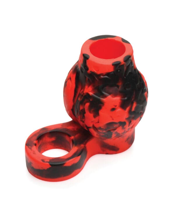 Creature Cocks Hell Bound Penis Sleeve & Ball Stretcher - Large, Red/Black - Image 3