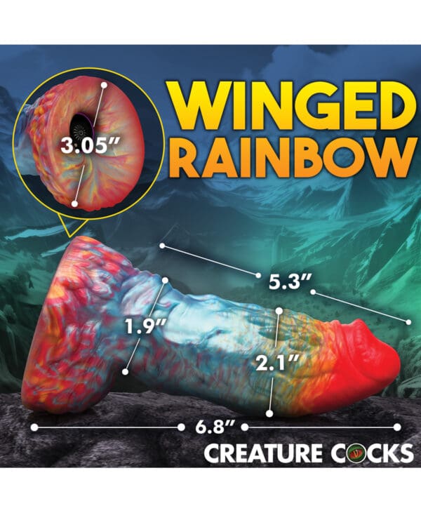 Creature Cocks Rainbow Phoenix Vibrating Dildo w/Remote Control - Rainbow - Image 4
