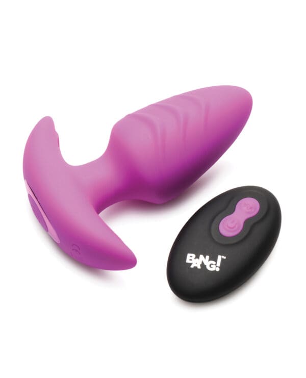 Bang! Rotating & Vibrating Tapered Butt Plug w/Remote - Purple - Image 2