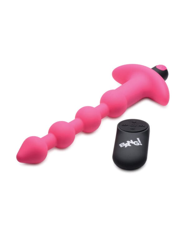 Bang! 28X Vibrating Silicone Anal Beads w/Remote Control - Pink - Image 2