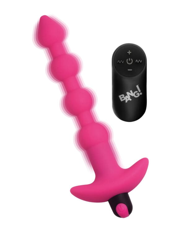 Bang! 28X Vibrating Silicone Anal Beads w/Remote Control - Pink - Image 3