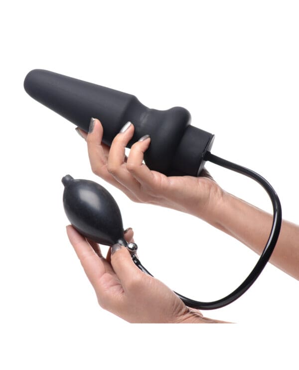 Master Series Ass-Pand Inflatable Silicone Anal Plug - Black - Image 3