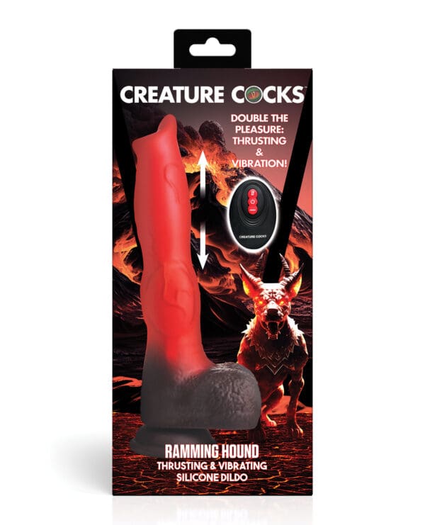 Creature Cocks Ramming Hound Thrusting & Vibrating Silicone Dildo w/Remote Control - Red/Brown - Image 3