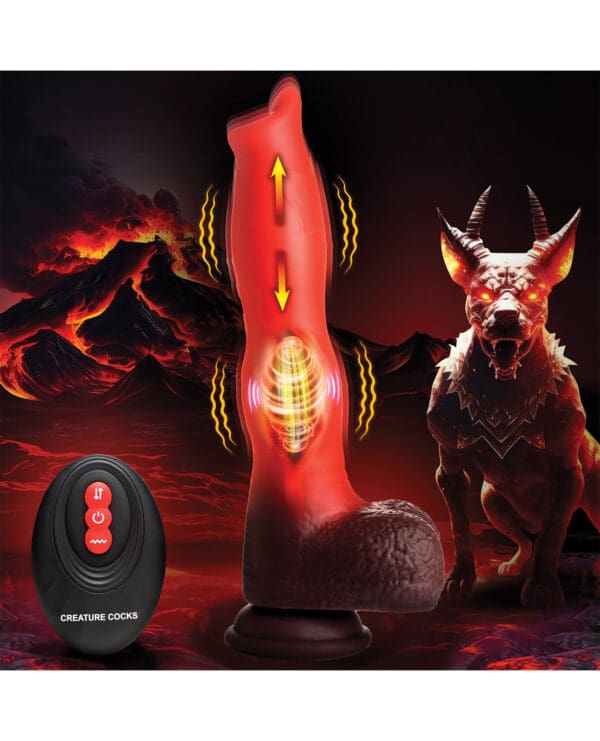 Creature Cocks Ramming Hound Thrusting & Vibrating Silicone Dildo w/Remote Control - Red/Brown - Image 5
