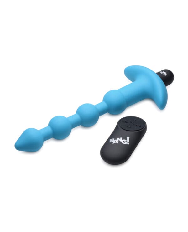Bang! 28X Vibrating Silicone Anal Beads w/Remote Control - Blue - Image 2