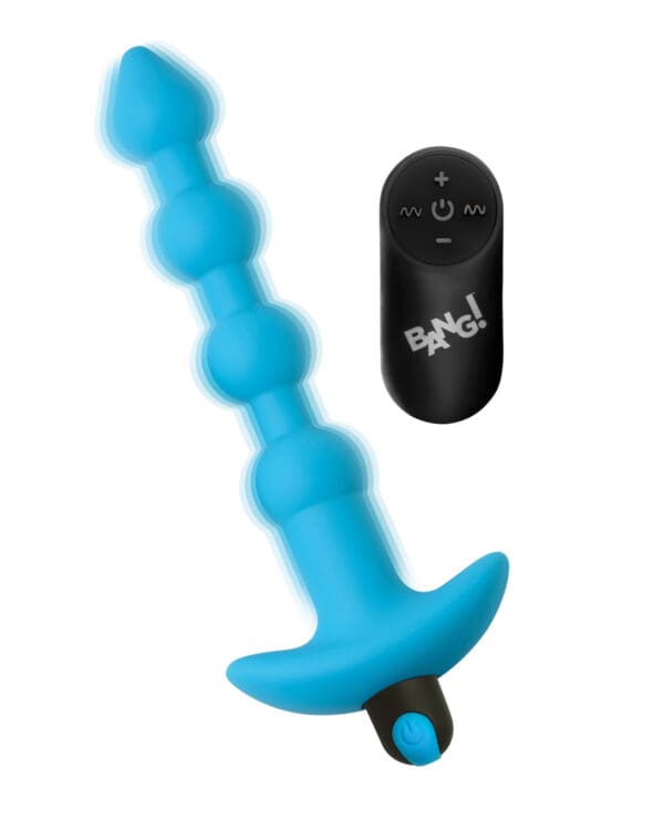 Bang! 28X Vibrating Silicone Anal Beads w/Remote Control - Blue - Image 3