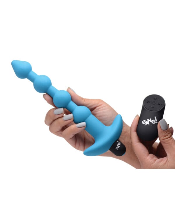 Bang! 28X Vibrating Silicone Anal Beads w/Remote Control - Blue - Image 5