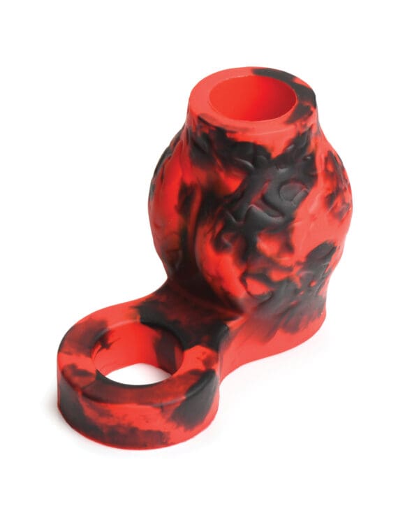 Creature Cocks Hell Bound Penis Sleeve & Ball Stretcher - Medium, Red/Black - Image 3