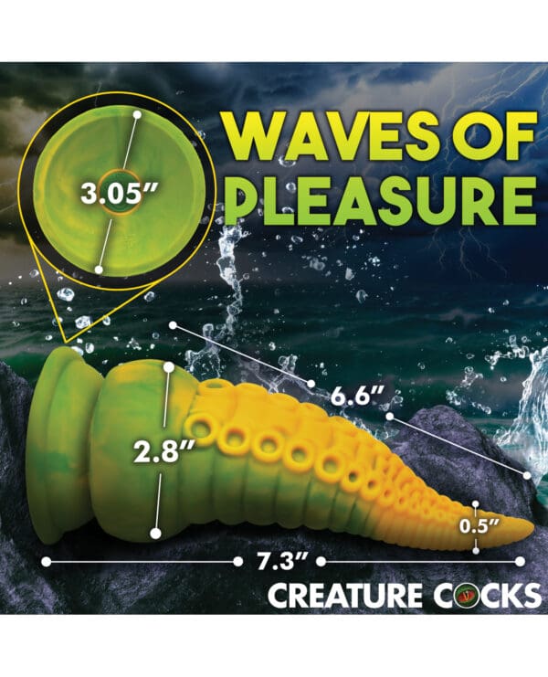 Creature Cocks Monstropus 2.0 Vibrating Tentacle Silicone Dildo - Yellow/Green - Image 5