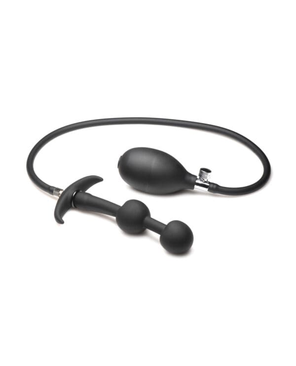 Master Series Ass Rattler Weighted Inflatable Silicone Anal Plug - Black - Image 2
