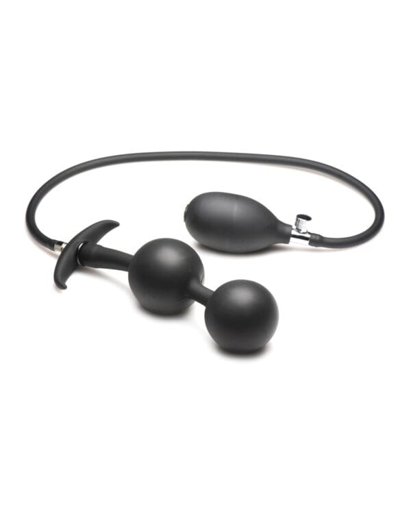 Master Series Ass Rattler Weighted Inflatable Silicone Anal Plug - Black - Image 3