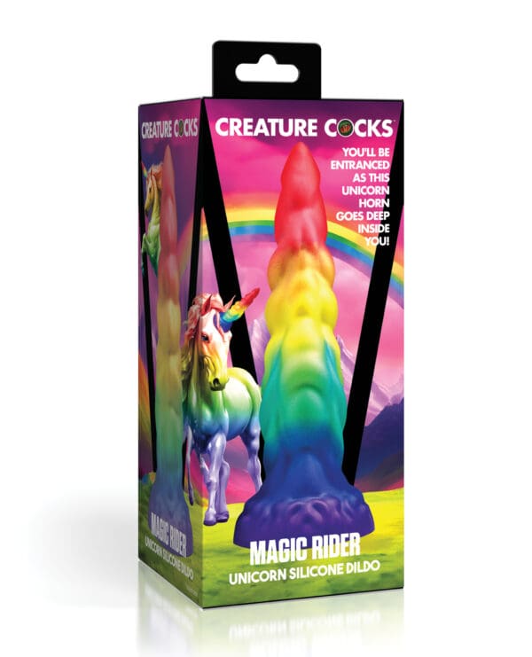 Creature Cocks Magic Rider Unicorn Silicone Dildo - Rainbow - Image 5