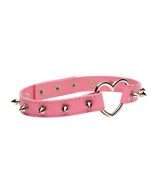 Master Series Spiked Heart Choker - Pink - Image 2