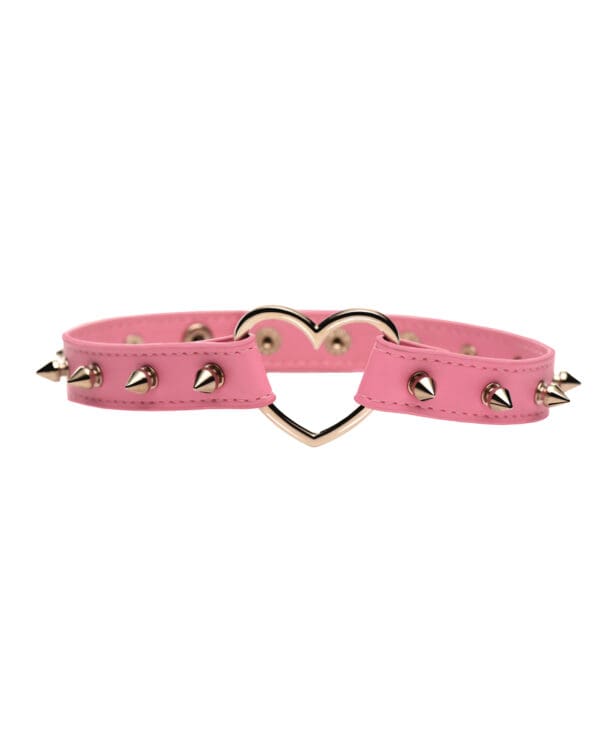 Master Series Spiked Heart Choker - Pink - Image 3