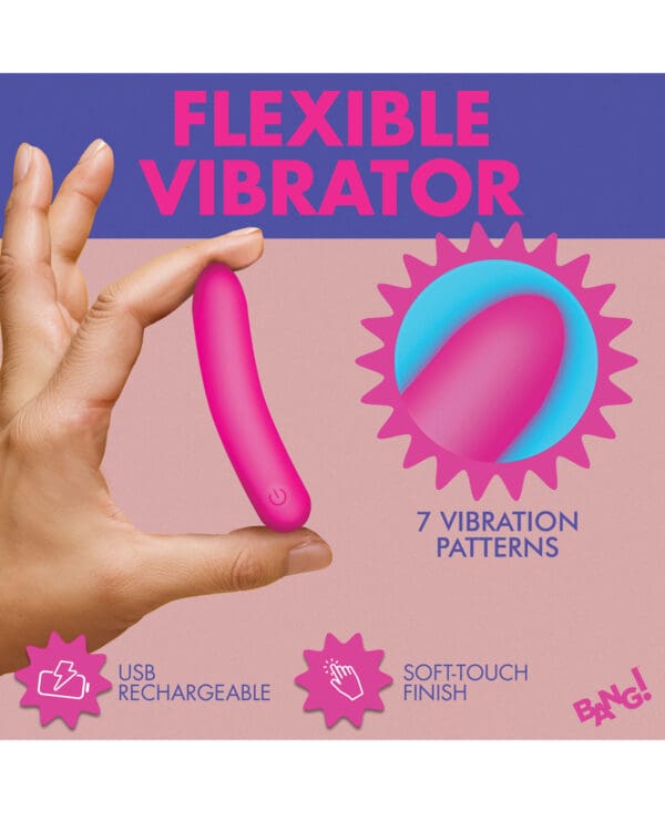 Bang! Tapered Flexible Silicone Bullet - Pink - Image 5