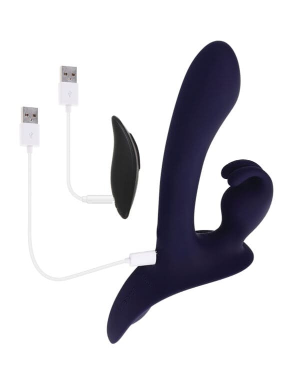 Evolved Giving Vibes Strap-On Bunny Eared Stimulator w/Remote Control - Purple - Image 5