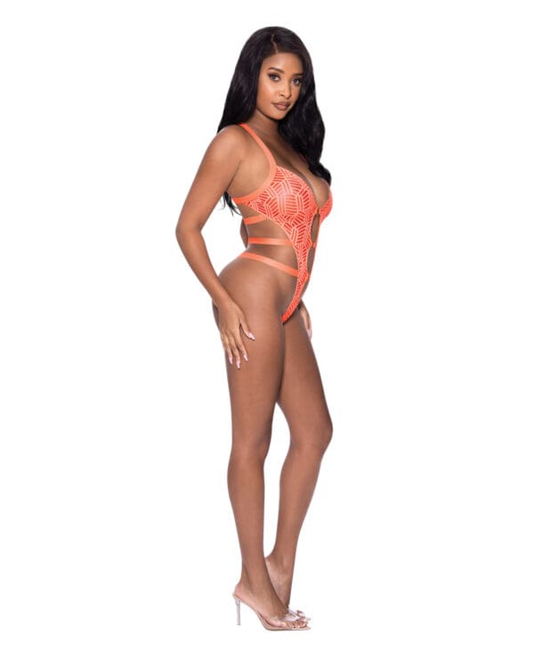 Rude Awakening Strappy Teddy Orange S/M - Image 2