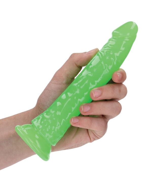 Shots RealRock 7" Slim  Dildo Glow in the Dark - Neon Green - Image 5