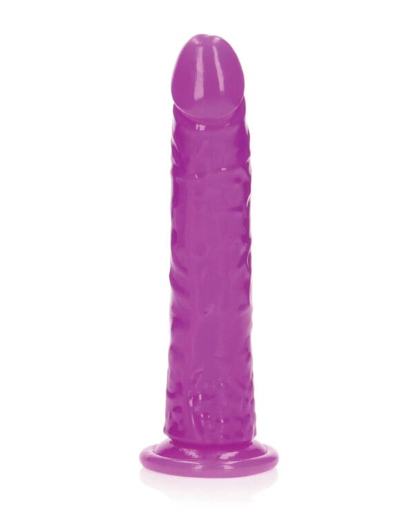 Shots RealRock 9" Slim Dildo Glow in the Dark - Neon Purple - Image 3