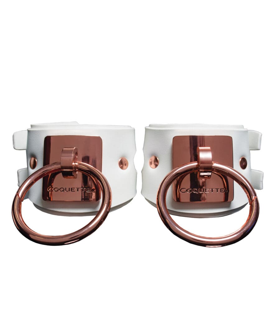Pleasure Collection Adjustable Handcuffs - White/Rose Gold