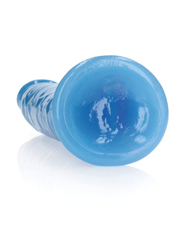 Shots RealRock 9" Slim Dildo Glow in the Dark - Neon Blue - Image 4