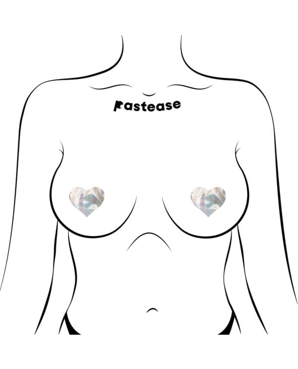 Pastease Premium Petites Holographic Heart - Silver O/S Pack of 2 Pair - Image 3