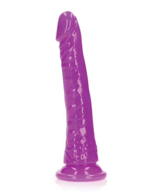 Shots RealRock 8" Slim Dildo Glow in the Dark - Neon Purple - Image 2