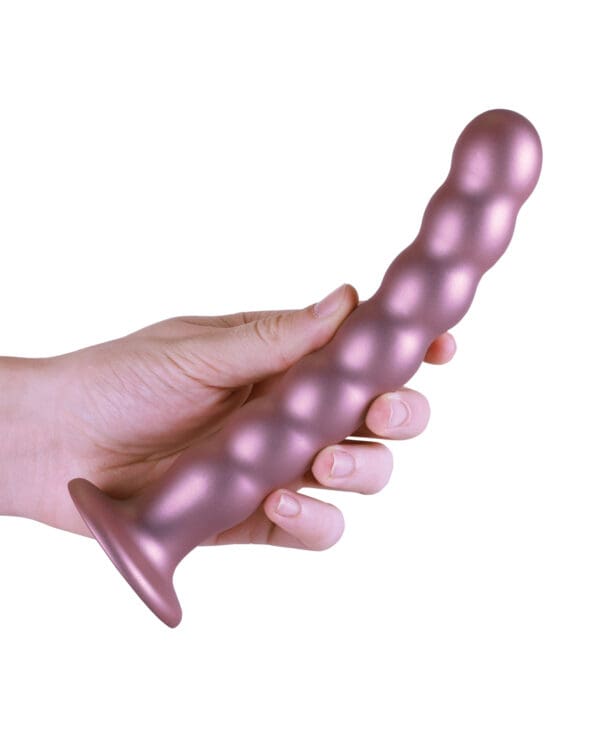 Shots Ouch 8" Beaded G-Spot Dildo - Rose Gold - Image 4