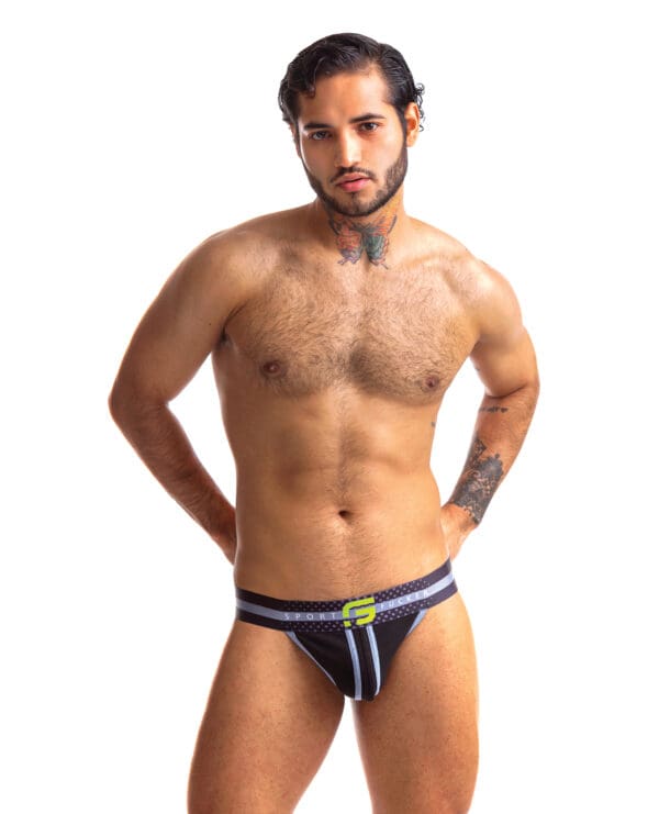 Sport Fucker Jersey Jock - L Black/Green - Image 2