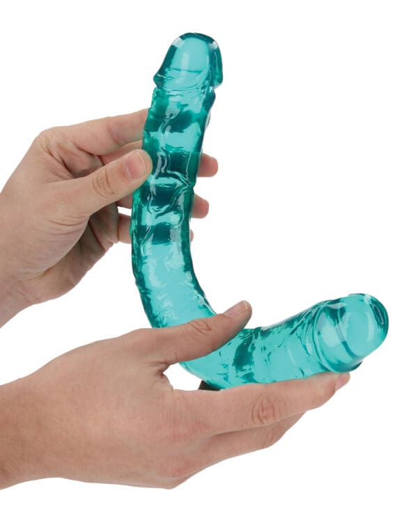 Shots RealRock Crystal Clear 13" Double Dildo - Turquoise - Image 3