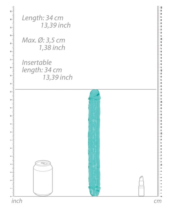 Shots RealRock Crystal Clear 13" Double Dildo - Turquoise - Image 5