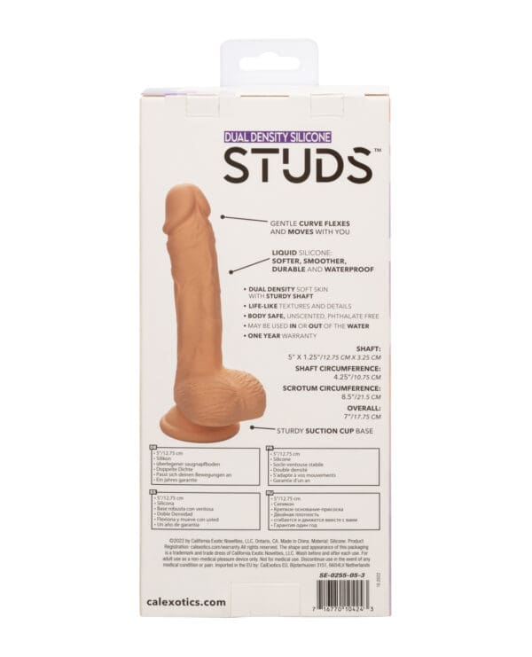 Studs Dual Density Silicone 5" Dildo - Ivory - Image 2