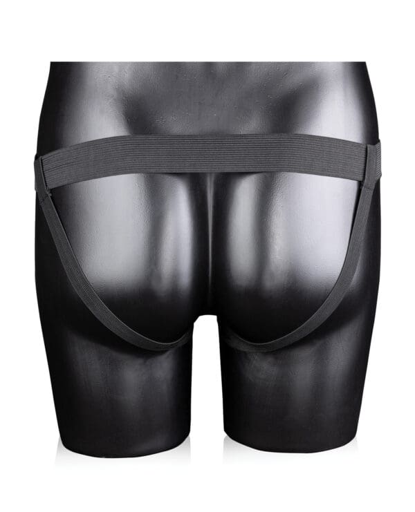 Shots Ouch 8" Ribbed Hollow Strap On w/Balls - Black - Image 3