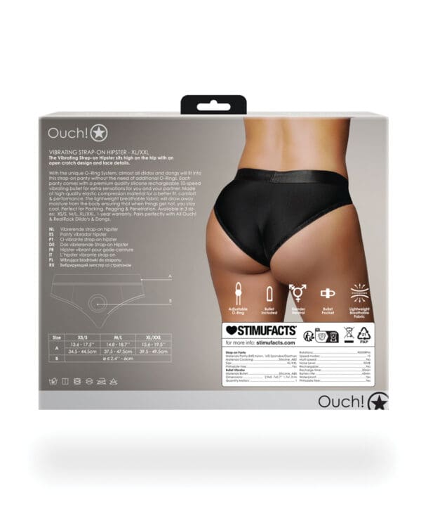 Shots Ouch Vibrating Strap On Hipster - Black XL/XXL - Image 2