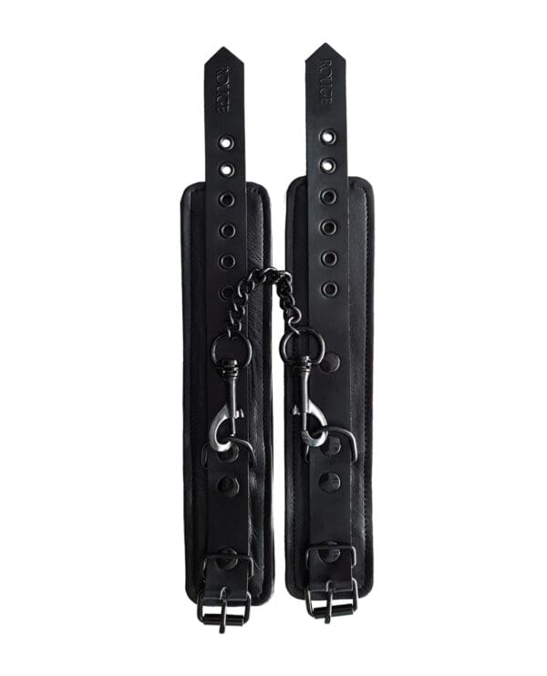 Rouge Leather Wrist Cuffs - Black with Black - Image 2