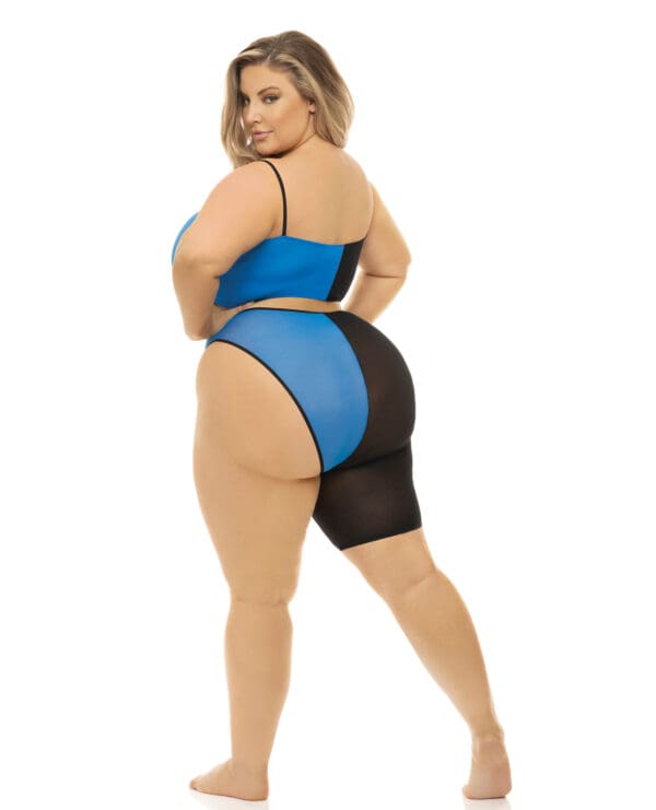 Pink Lipstick Block You Out Bandeau & Bottom Black/Blue QN - Image 2