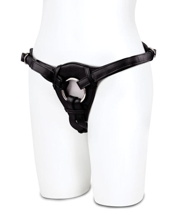 Lux Fetish Patent Leather Strap On Harness - Black - Image 2